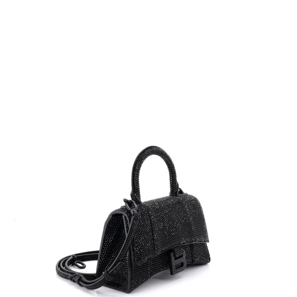 Balenciaga XS Hourglass Top Handle Bag Suede with Crystals - Picture 2 of 6